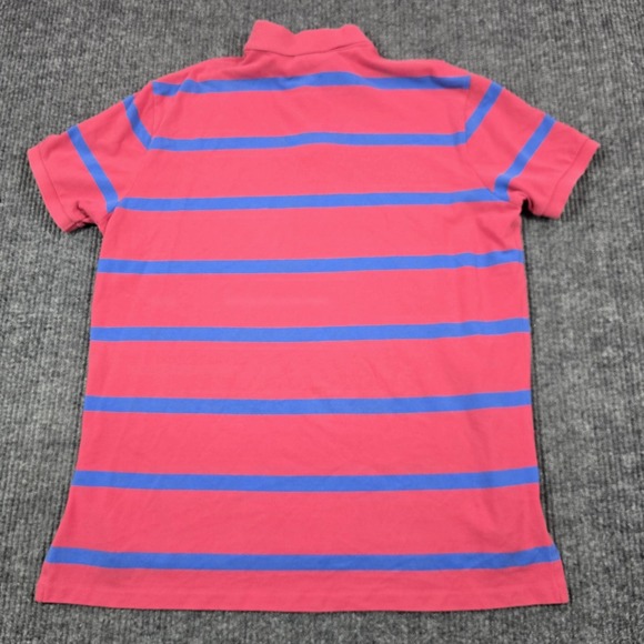 Polo Ralph Lauren Polo Shirt Mens 2XL Pink Blue‎ Stripe Custom Fit Cotton Y2K - Picture 2 of 7